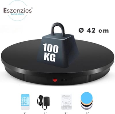 Eszenzics™ Draaiplateau Pro7 - Professionele display - Ø42 cm - Tot 100 kg - 360° rotatie - Afstandsbediening - Geluidsarm - Waterproof - Zwart - Fotografie - Etalage - Winkel