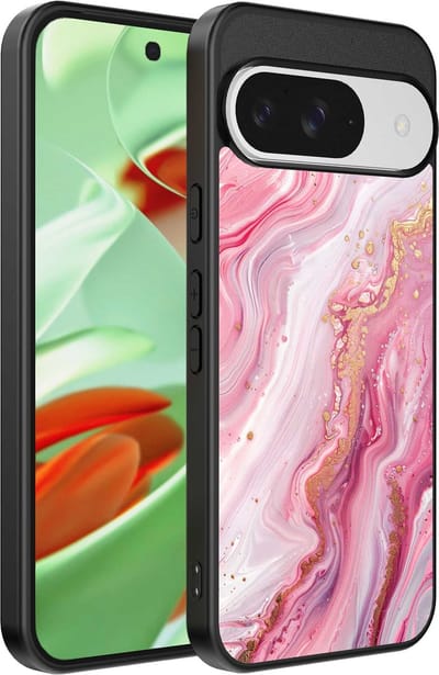 Geschikt voor Google Pixel 9 Pro Telefoonhoesje met marmer opdruk - TPU backcover case marble design - Roze - Smartphonica geschikt voor Google Pixel 9 Pro