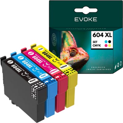 Evoke Compatibele Inkt voor Epson 604XL 604 XL T10H6 4X Cmyk: Zwart Pigment, Cyaan, Magenta, Geel 38 ml 3010 Stron Expression Home Xp-2200 2205 3200 3205 4200 4205; Workforce Wf-2910Dwf 2930Dwf