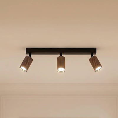TK Lighting Plafondspot Tune, 3-lamps, bruin, metaal, lengte 66 cm