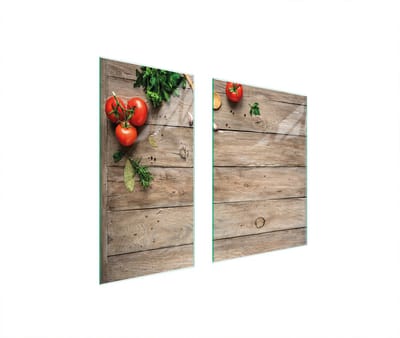 TMK ArtDeko - Achterwand Kookplaat - Houtmotief - Glas - Warmtebestendig