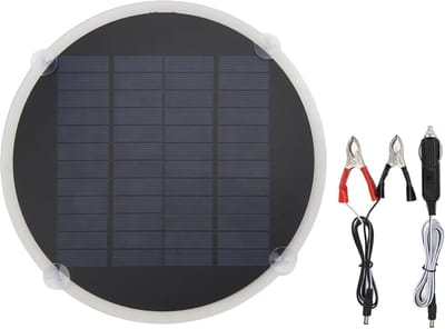 Rond Zonnepaneel - Monokristallijn Paneel - Accu Opladen - Hoog Rendement - 20W 12V - Zwart