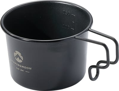Campingmoon RVS Sierra Cup 160 ml zwart – Camping Mok met Handvat – Lichtgewicht & Stapelbaar – Outdoor Kookmok