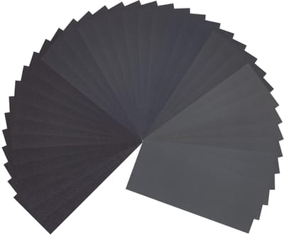 Schuurpapier, 36 vellen nat schuurpapier fijn, 23 x 9 cm nat en droog waterschuurpapier, houthandschuurpapier voor auto, houten meubels, steen, metaal