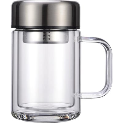 Kantoorbeker met handvat Theescheiding Dubbelglazen theekop 201-300ml grijs