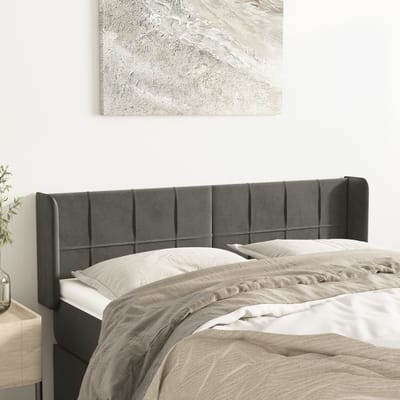 vidaXL - Hoofdbord - met - randen - 147x16x78/88 - cm - fluweel - donkergrijs