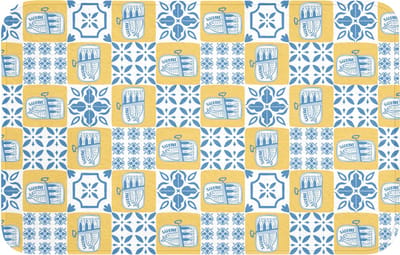 Badmat 80x50 cm - Antislip - Patroon - Tegel - Geel - Blauw - Badmatten voor badkamer - Badkamermat - Douchemat - Badkamer mat