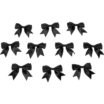10 Stuks Satijnen Lint Strikken Herbruikbare Cadeauverpakking Strikken voor Knutselen Taart Decoratie DIY Haarklem zwart