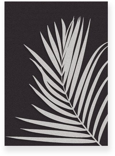 Poster 20x30 cm - Palmblad - Canvas Look - Antraciet - Beige - Minimalistisch - Botanisch - Muurdecoratie - Wanddecoratie