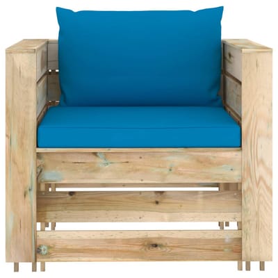 vidaXL - 2-delige - Loungeset - met - kussens - groen - geïmpregneerd - hout