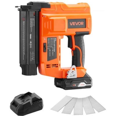 VEVOR Accu-Spijkerpistool 18 Gauge 20v Accu-Spijkerpistool, 100 Spijkers/Min, Met 500 Spijkers & 2,0 Ah Lithium-Accu & Oplader & Instelbare Spijkerdiepte, voor Doe-Het-Zelf Houtbewerking