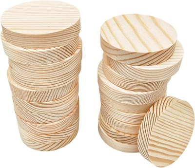 20 stuks grenen cirkel plaquette, 5 x 1 cm blanco onafgewerkte ronde houten cirkels plaques voor ambachtelijke projecten, graveren, hout branden, schilderen