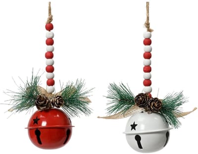 Decoris kersthanger klok ijzer klassiek kerstdecoratie Ø6,5xH15cm.