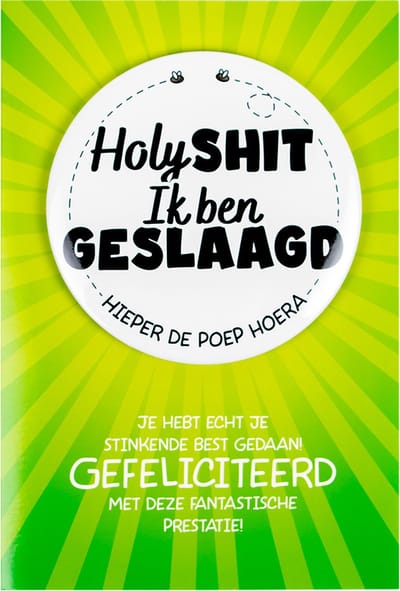 Shit wat een superleuke button | Wenskaart | Ik ben geslaagd