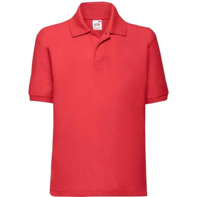 Fruit of the Loom Kinderen /Kinder Poly/ Katoen Piqué-Poloshirt Voor Kinderen. (Rood)