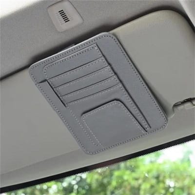 1Pc Binnen Auto Bril Multi-Pocket Clip Houder Opbergkaart PU Lederen Houder Tassen Zonnescherm Tas Auto's Opbergruimte 12.5*15.5cm grijs