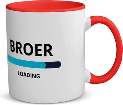 Akyol - broer loading koffiemok - theemok - rood - Broer - ochtendkoffie laden - verjaardagscadeau - verjaardag - cadeau - cadeautje voor broer - broer artikelen - kado - geschenk - gift - 350 ML inhoud