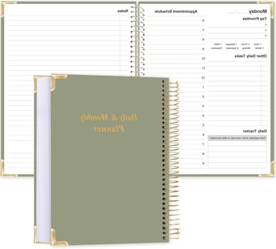 Ongedateerde Planner - Dagelijkse Organiser - Zelf Plannen - Met Uurschema - 21.5 x 28.9 cm - Groen