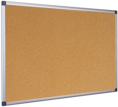 Bi-Office Maya Cork Board Vast bulletinboard Aluminium, Zwart, Hout Kurk