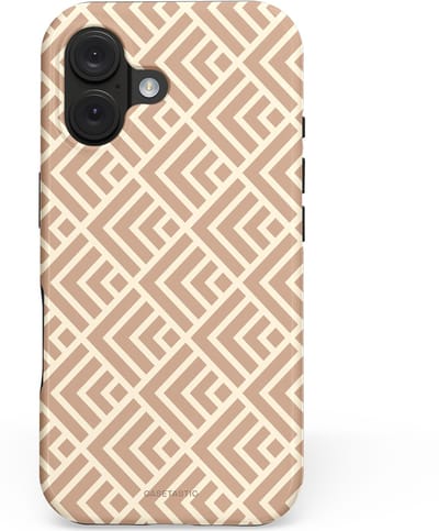 Casetastic hoesje geschikt voor Apple iPhone 16 - MagSafe - Dubbellaagse bescherming - Abstract Zand Kunst - Fashion Case - Crème Perzik