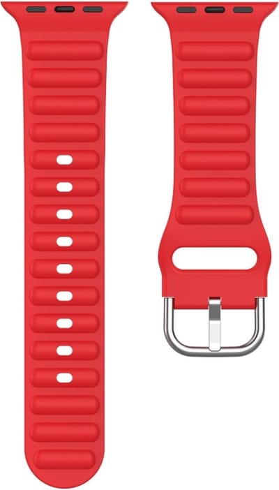 Siliconen bandje - geschikt voor Apple Watch 1/2/3/4/5/6/7/8/9/10/11/ SE (1,2,3) met maat 38 mm / 40 mm / 41 mm en 42 mm (Watch 10/11) - rood