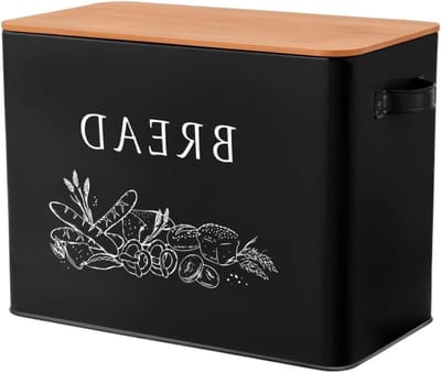 Broodtrommel - Broodbak container - Brood vers houden - Met snijplank deksel - 33 cm lengte - Zwart