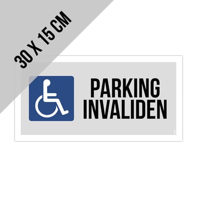 Pictogram/ bord | "Parking invaliden" | 30 x 15 cm | Gehandicapten | Mindervalide | Parkeerplaats | Vrijhouden | Grijs | 1 stuk