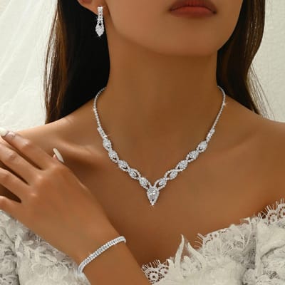 Ensemble de bijoux tendance pour femmes, 4 pièces, boucles d'oreilles, collier, bracelet, bague, chaîne à griffes, diamant, cristal, cadeau de mariage, de fête, de vacances black