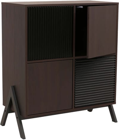 Commode MCW-O40, kast, dressoir, highboard met deuren, opbergvakken, MDF, metaal, melamine, 94x79x40 cm ~ walnootlook