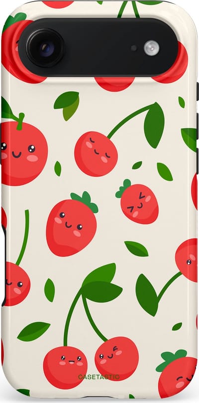 Casetastic hoesje geschikt voor Apple iPhone Air - MagSafe - Dubbellaagse bescherming - Knappe Kers - Fashion Case - Crème Rood Wit Groen