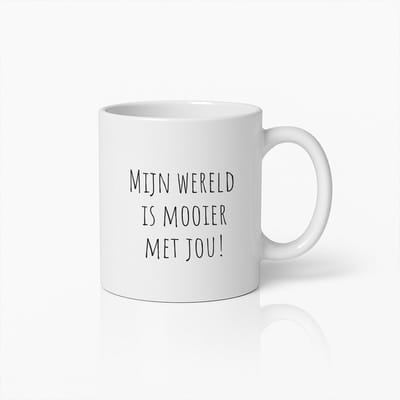 Mijn wereld is mooier met jou Mok 330ml – Romantisch Cadeau voor Partner, Vrouw of Man – Minimalistische Liefdes Koffiebeker – Perfect voor Valentijn of Jubileum