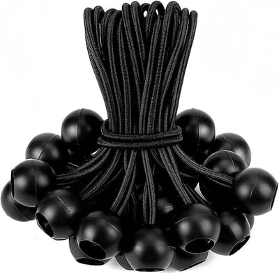 Spanbanden met Ballen - Elastieken Riemen - Vastzetten van Spullen - UV-Bestendig Materiaal - 305 cm Lengte - Zwart
