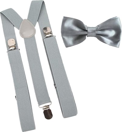 Bretels inclusief vlinderdas - Grijs - met stevige clip - bretels - vlinderdas - strik – strikje - luxe - heren - unisex - giftset