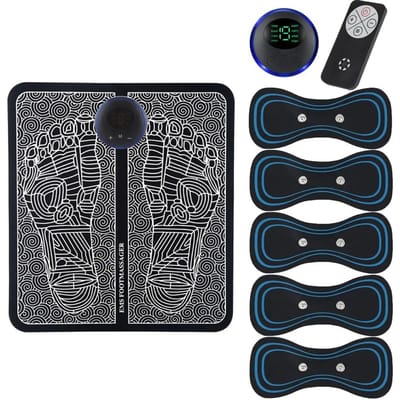 Elektrische EMS-voetmassager voor langdurige verlichting van voetpijn Opvouwbare massagemat Voeten Acupunten Spierstimulator Gezondheidszorg CN gray