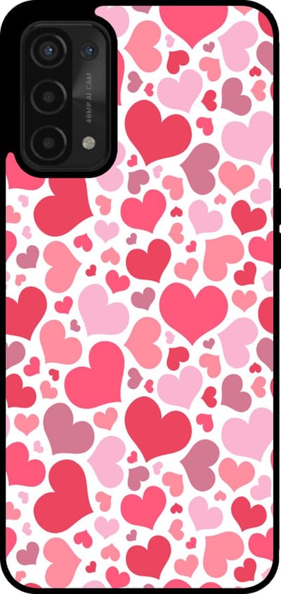 Smartphonica Telefoonhoesje Geschikt voor Oppo A54 5G / A74 5G / A93 5G met Hartjes Print - Hearts Design TPU Backcover Case - Kinder Hoesje met Hartjes Design geschikt voor Oppo A54 5G;Oppo A74 5G;Oppo A93 5G