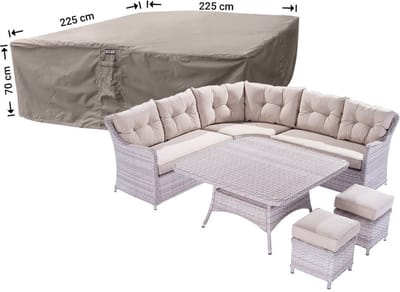 Raffles Covers loungesethoes - 225 x 225 H: 70 cm - RLS225225 - Waterdicht - Ademend - UV-bestendig - Elastisch rijgkoord - Beschermhoes tuinmeubelen