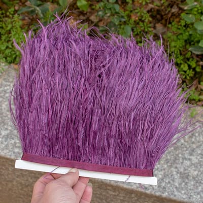 1 meter paarse struisvogelveren franje 8-10 cm natuurlijke pluimen lint voor bruiloft decoratie feestjurk kleding accessoires 8-10cm