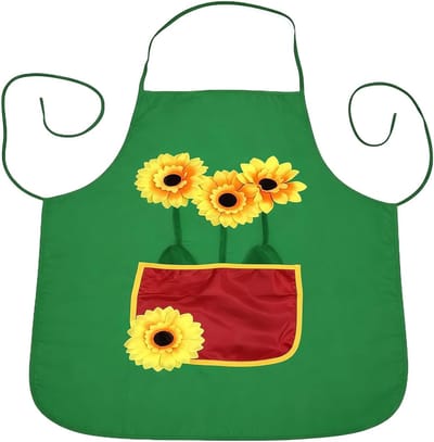 Zonnebloemen Tuinderschort voor Dames - Ideaal voor Tuinieren, Barbecue en Feestjes met Tas en Accessoires