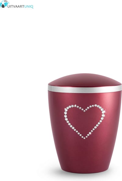 kinder urn parelmoer wijnrood hartje