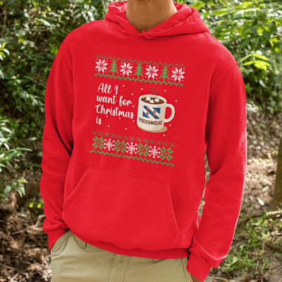 Foute Kerst Hoodie Rood All I Want For Christmas Is Poeiermolke XS - Uniseks Pasvorm - Kerstkleding Voor Dames & Heren