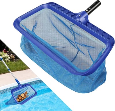 schepnet zwembad - Diep Schepnet voor Zwembad - Blauw - Versterkt Kunststof Frame - Fijnmazig Net - Voor Onderhoud van Zwembaden