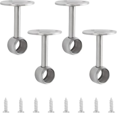 Plafondgordijnstangbeugel 4 Stuks - Zware Gordijnroedehouder - Plafondmontagebeugel - Kaststanghouder - Roestvrij Staal - Ondersteunt 16 mm Palen - Gordijnbeugel