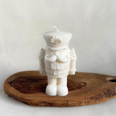 Notenkraker kaars - Notenkraker kerstdecoratie -Decoratieve crème kaars