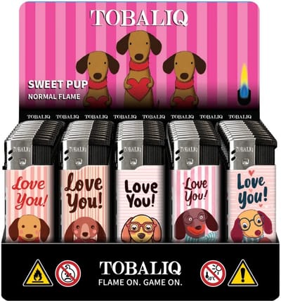 Elektronische aansteker hervulbaar - Design Sweet Pup - Display 50 stuks - wegwerpaansteker - electronic lighter - klik aanstekers