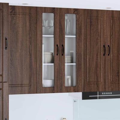 vidaXL - Wandglas - Kasten - PORTO - Bruin - Eiken - 60 - x - 31 - x - 100 - cm - Bewerkt - hout