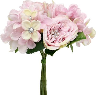 Vintage decoratief boeket in roze met parels en kristallen voor bruilo