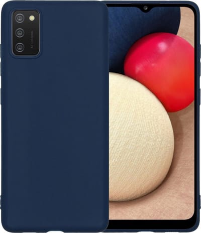Hoesje - Geschikt voor Samsung Galaxy A02s - Sterk & Shockproof - Hoes Cover - Siliconen Case - Telefoonhoesjes - Donkerblauw