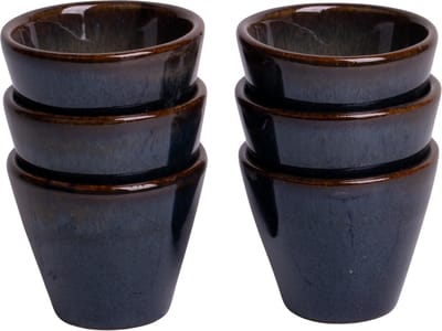 Espressomok set van 6 - Vila Nova - blauw met roze - Portugees stoneware