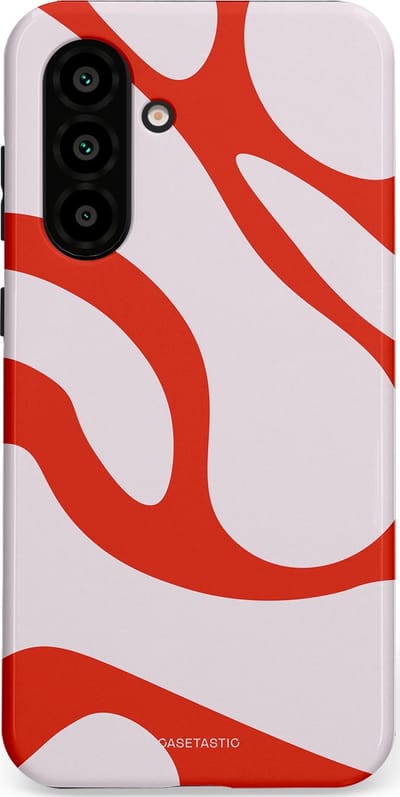 Casetastic hoesje geschikt voor Samsung Galaxy A36 / Samsung Galaxy A56 - Dubbellaagse bescherming - Oranje Witte Pebbel Stenen - Fashion Case - Lichtgrijs Rood