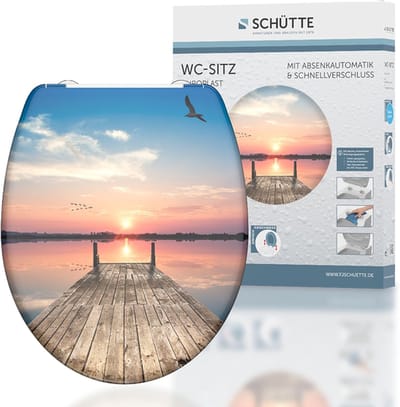 Toiletbril - Toiletdeksel - Badkamer Vernieuwen - Softclose Mechanisme - 38x48 cm - Sunset Sky